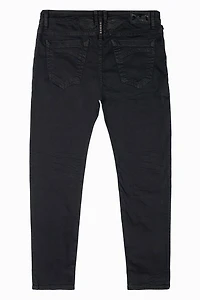 MENS SKINNY JEANS PURE BLACK WASH WITH TONAL WING EMBROIDERY