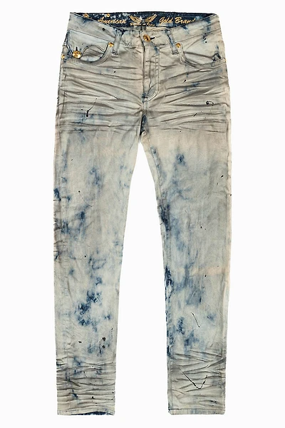 KILLER FLAP MENS SKINNY JEANS FROZEN  WASH WITH GOLD WING EMBROIDERY