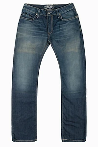 MENS CLASSIC STRAIGHT LEG JEAN BLUE 3D DARK WASH WITH  CLEAR CRYSTALS