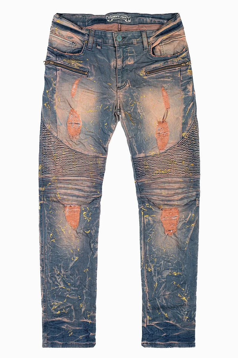 MENS BIKER JEANS MINERAL CHARCOAL WASH