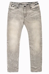 MENS SKINNY JEANS  GRAY 4D LIGHT WASH WITH BLK WING EMBROIDERY