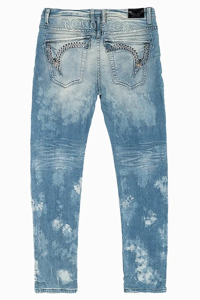 KILLER FLAP MENS SKINNY JEANS ODESSA VINTAGE MEDIUM WASH WITH MONTANA CRYSTALS