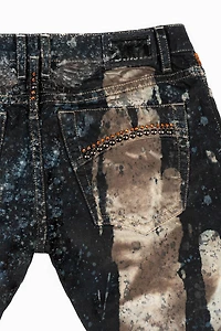 CLASSIC 5 POCKET STRAIGHT LEG JEAN CARBON WASH WITH CRYSTALS & STUDS