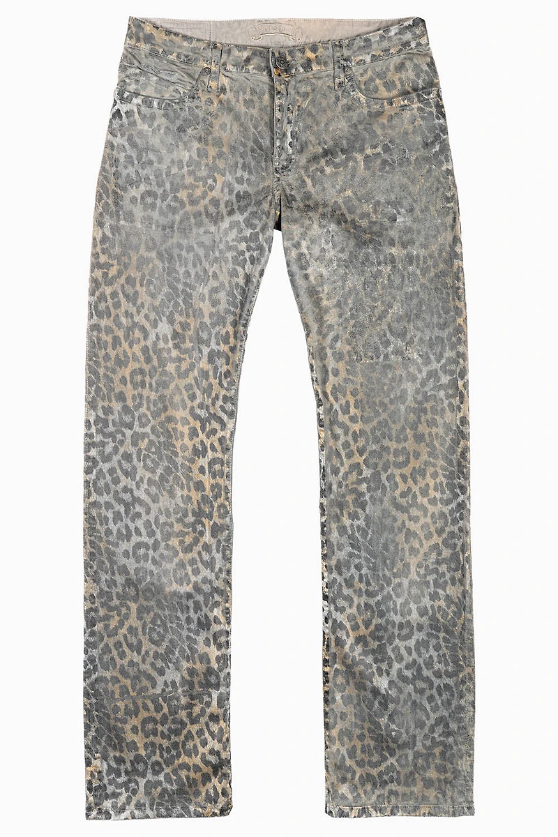MENS CLASSIC STRAIGHT LEG LONG FLAP JEANS SAFARI GRAY WITH CRYSTALS