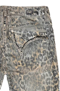 MENS CLASSIC STRAIGHT LEG LONG FLAP JEANS SAFARI GRAY WITH CRYSTALS