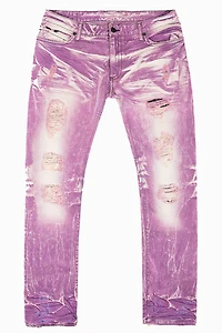 MENS LONG FLAP SLIM JEANS MONTECITO DESTROY WASH EMBELLISHED WITH  CRYSTALS