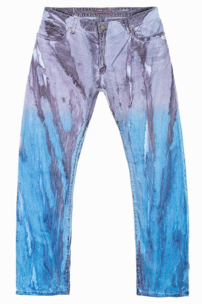 MENS CLASSIC STRAIGHT LEG LONG FLAP JEANS FIRE BLUE WITH CRYSTALS