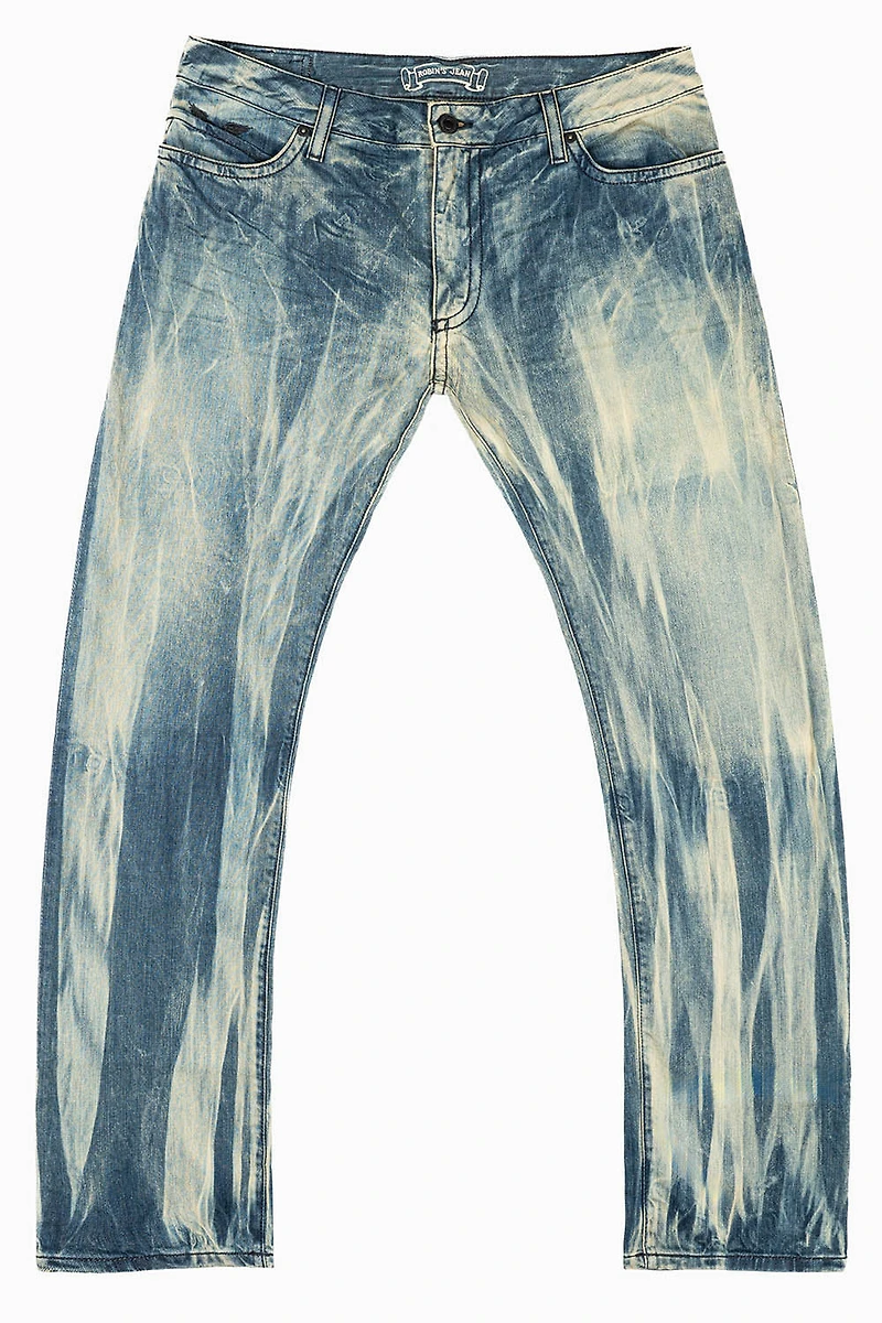MENS LONG FLAP SLIM JEANS BLUE NIKO WASH EMBELLISHED WITH  MONTANA CRYSTALS