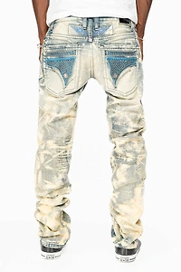 MENS FLAP POCKET SLIM JEANS NEW JAPAN LIGHT WASH WITH CRYSTALS