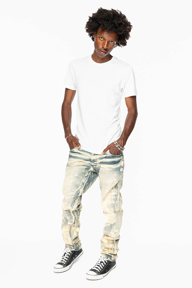 MENS FLAP POCKET SLIM JEANS NEW JAPAN LIGHT WASH WITH CRYSTALS