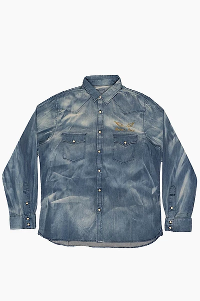 WESTERN  AMERICAN STYLE MENS DENIM SHIRT BOSTON WASH