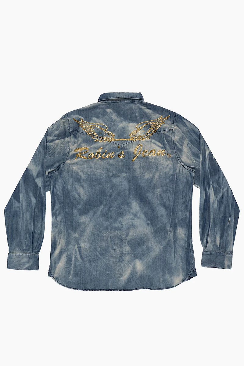 WESTERN  AMERICAN STYLE MENS DENIM SHIRT BOSTON WASH