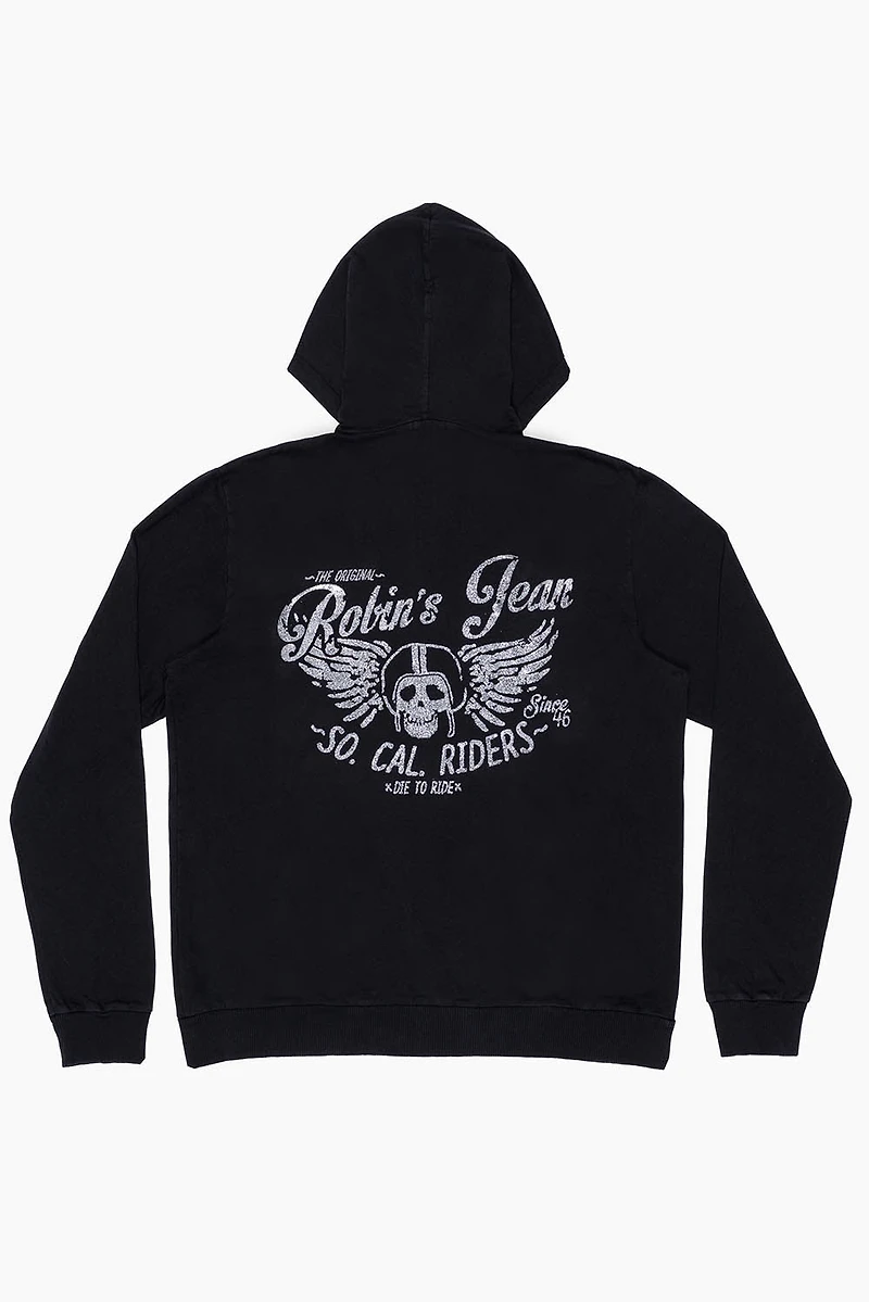 MENS RIDER PULLOVER HOODIE BLACK