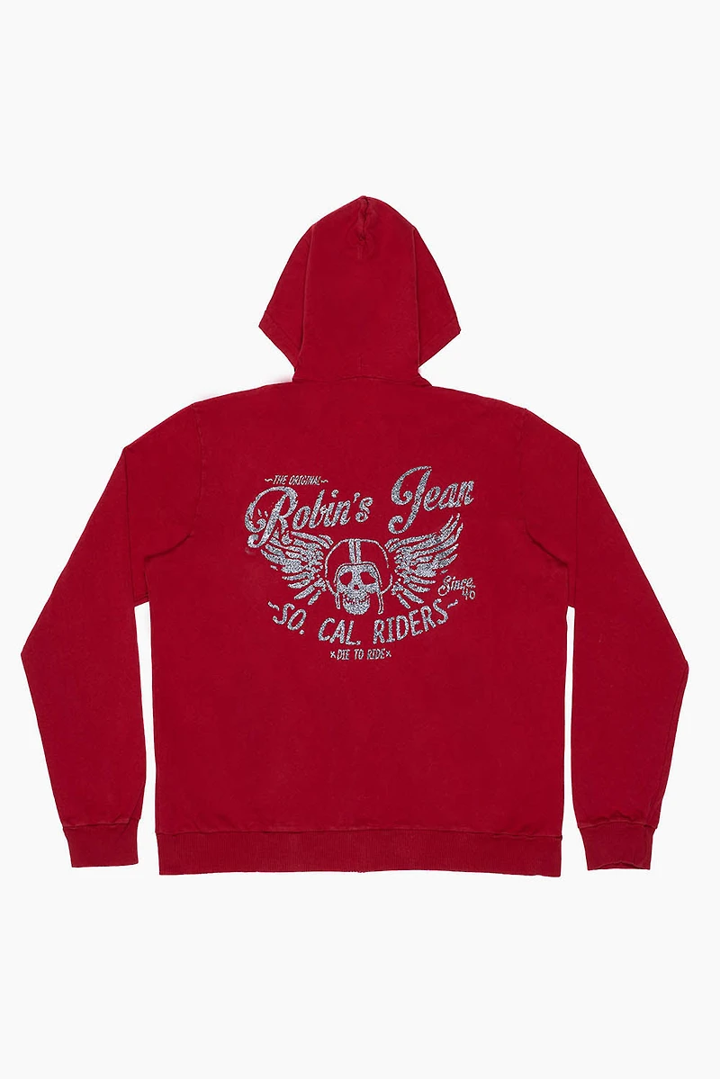 MENS RIDER PULLOVER HOODIE RED