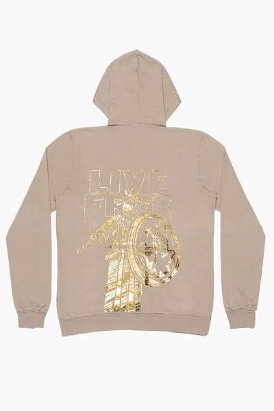 MENS LIVE FREE PULLOVER HOODIE KHAKI