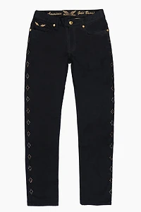BIG MARLON 5 POCKET SLIM FIT MENS JEANS PURE BLACK WASH WITH GUNSLINGER CRYSTAL MOTIF