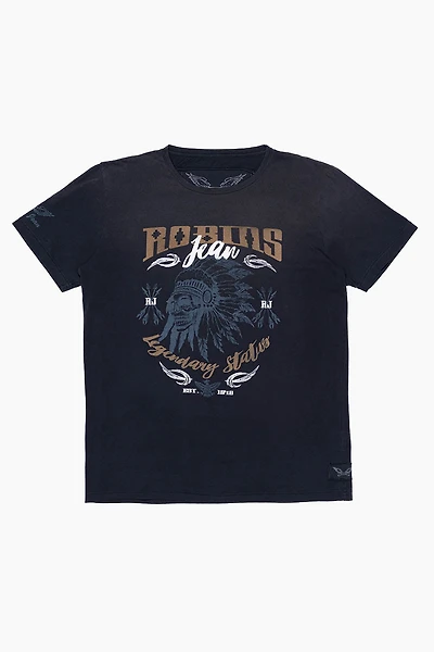 MENS  NATIVE AMERICAN LEGENDARY T-SHIRT F-UP BLACK