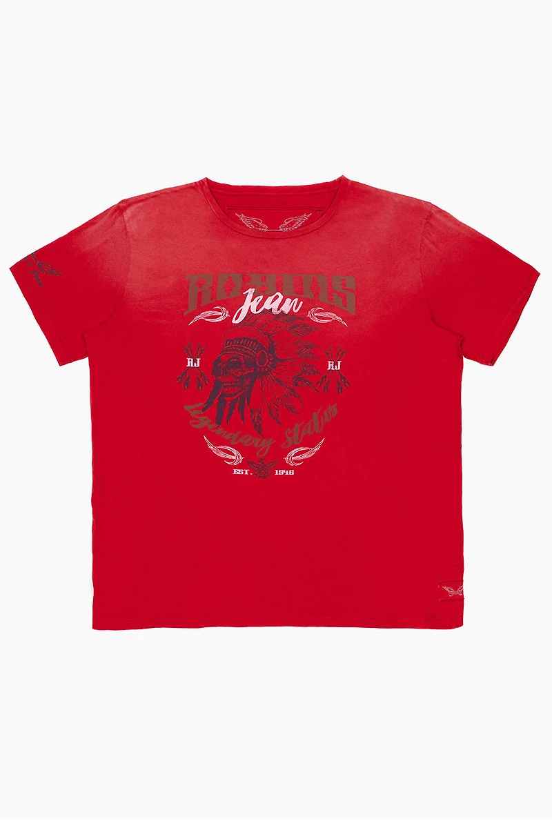 MENS NATIVE AMERICAN LEGENDARY T-SHIRT F-UP RED
