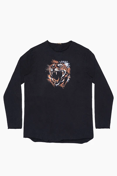 ROBIN’S  LONG SLEEVE TIGER TEE BLACK