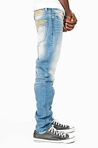 SKINNY JEAN BLUE 5D LIGHT WASH EMBELLISHED WITH AURUM CRYSTALS