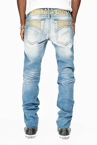 SKINNY JEAN BLUE 5D LIGHT WASH EMBELLISHED WITH AURUM CRYSTALS
