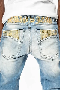 SKINNY JEAN BLUE 5D LIGHT WASH EMBELLISHED WITH AURUM CRYSTALS