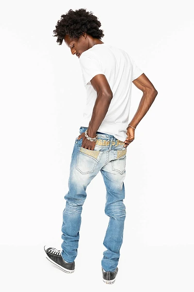 SKINNY JEAN BLUE 5D LIGHT WASH EMBELLISHED WITH AURUM CRYSTALS