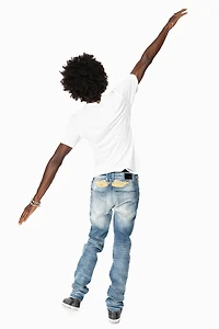 MENS SKINNY JEANS OMAHA MEDIUM WASH WITH GOLD WING EMBROIDERY