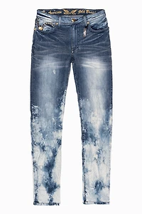 KILLER FLAP MENS SKINNY JEANS BLUE CLOUD JAPAN WASH WITH EMBELLISHED MONTANA CRYSTAL