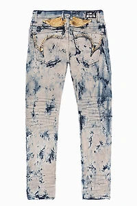 KILLER FLAP MENS SKINNY JEANS FROZEN WASH WITH EMBELLISHED  SMOKY TOPAZ CRYSTALS