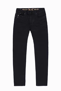 KILLER FLAP SKINNY JEANS PURE BLACK  WASH WITH JET CRYSTALS