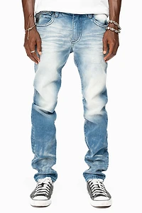 KILLER FLAP  SKINNY JEAN BLUE OMAHA MEDIUM WASH FULLY EMBELLISHED WITH CRYSTALS