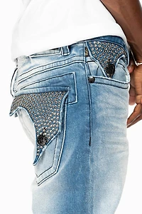 KILLER FLAP  SKINNY JEAN BLUE OMAHA MEDIUM WASH FULLY EMBELLISHED WITH CRYSTALS