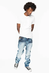KILLER FLAP  STRAIGHT LEG JEAN BLUE NEW CLOUD JAPAN WASH FULLY EMBELLISHED WITH CRYSTALS