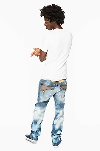 KILLER FLAP  STRAIGHT LEG JEAN BLUE NEW CLOUD JAPAN WASH FULLY EMBELLISHED WITH CRYSTALS
