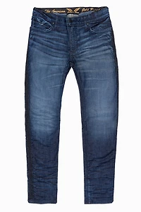 SKINNY MENS JEANS BLUE LIBERTY DARK WASH WITH SIDE SEAM STRIPE  NAILHEADS