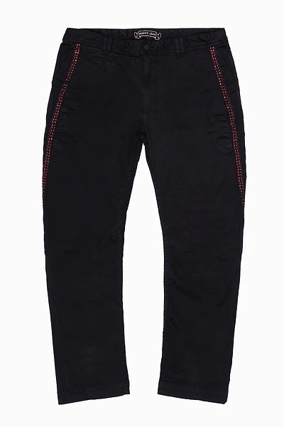 MENS CHINO PANTS WITH STUDS AND CRYSTALS PURE BLACK WASH
