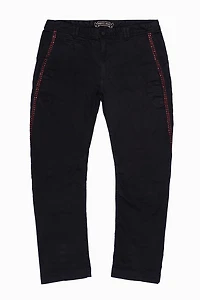 MENS CHINO PANTS WITH STUDS AND CRYSTALS PURE BLACK WASH