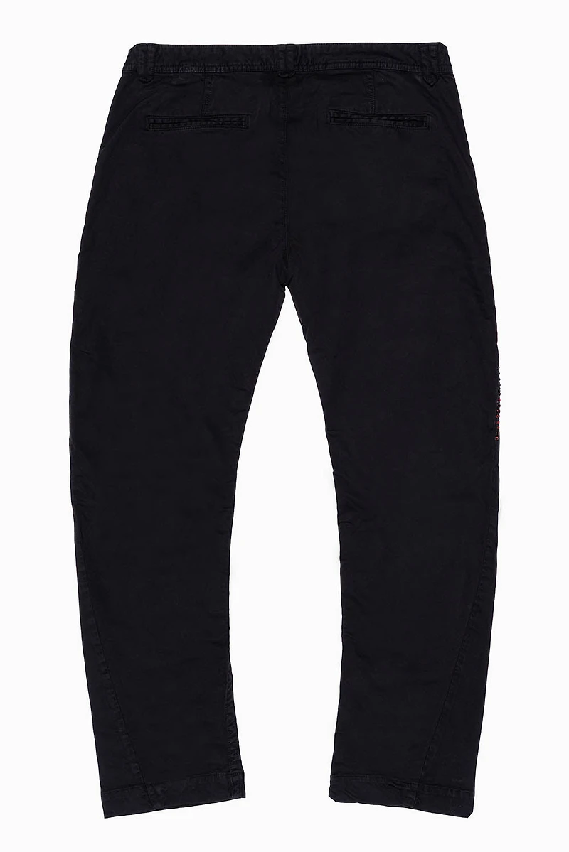 MENS CHINO PANTS WITH STUDS AND CRYSTALS PURE BLACK WASH