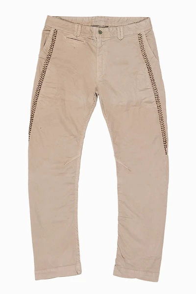 MENS CHINO PANTS WITH STUDS AND CRYSTALS KHAKI WASH