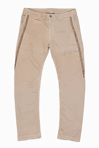 MENS CHINO PANTS WITH STUDS AND CRYSTALS KHAKI WASH