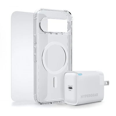 Google Pixel 10/10 Pro/9/9 Pro HyperGear Bundle - 30W Hub, Glass, Case w/ Magsafe