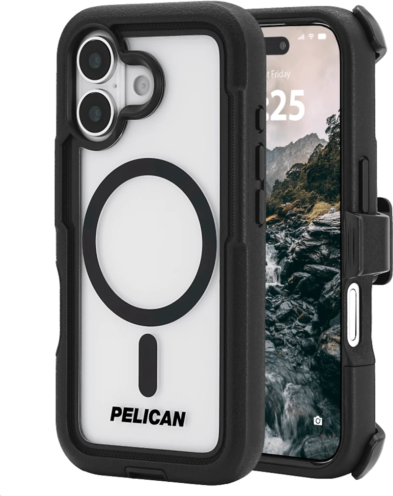 Pelican - Voyager MagSafe Case with Holster for Apple iPhone 17 - Black and Clear