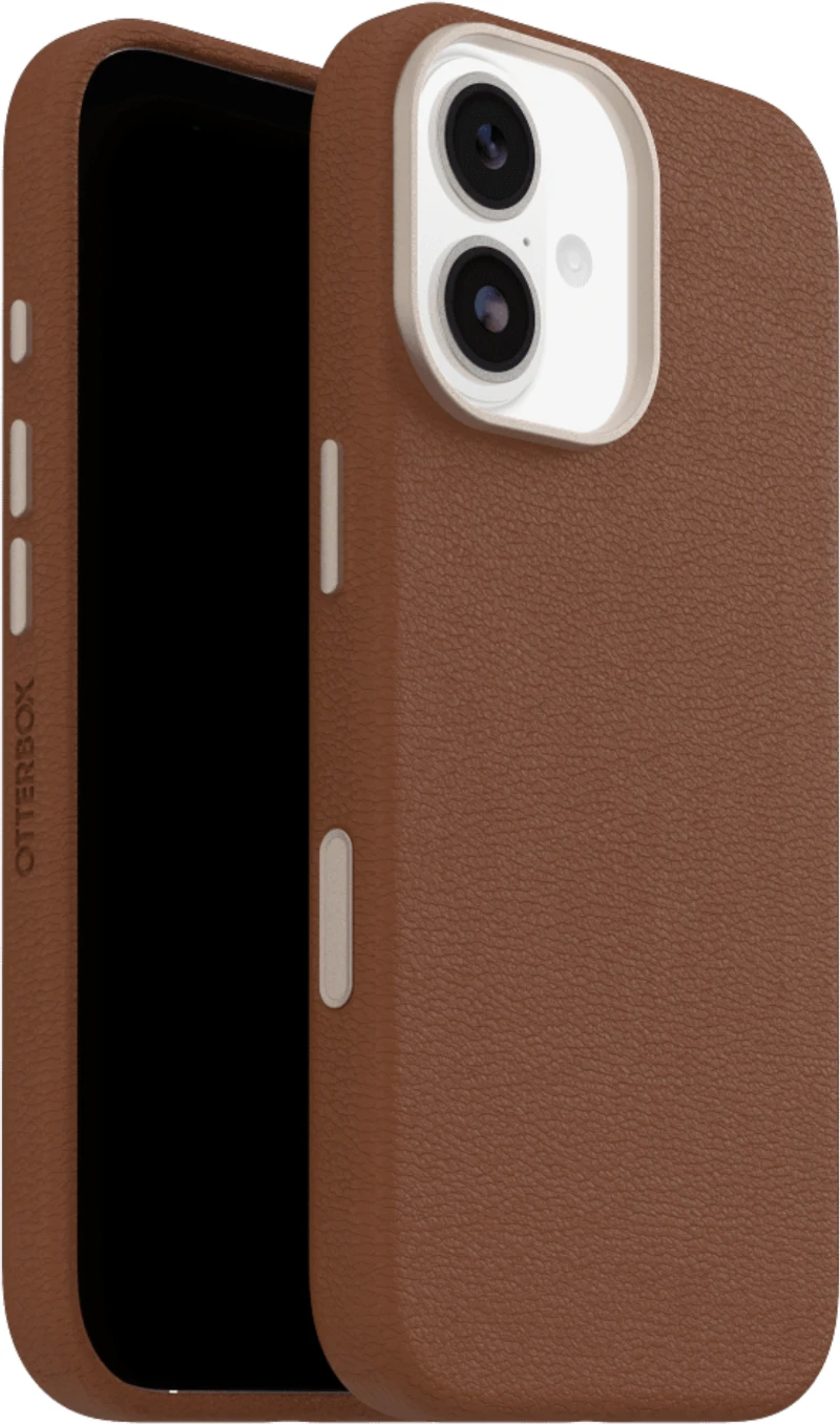 OtterBox - Symmetry Cactus Leather MagSafe Case with Camera Control for Apple iPhone 17 - Desert Saddle