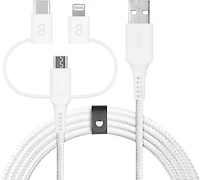 LOGiiX 3 in 1 Multi Cable 1.5M USB-A to Micro/USB-C/Lightning - White