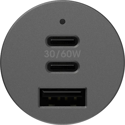 OtterBox 7880899 Chargeur de Voiture Dual USB-C Premium Pro avec USB-A supplémentaire 72 W (USB-C 30WX2 + USB-A 12 W) Nightshade (Noir)