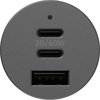 OtterBox 7880899 Chargeur de Voiture Dual USB-C Premium Pro avec USB-A supplémentaire 72 W (USB-C 30WX2 + USB-A 12 W) Nightshade (Noir)