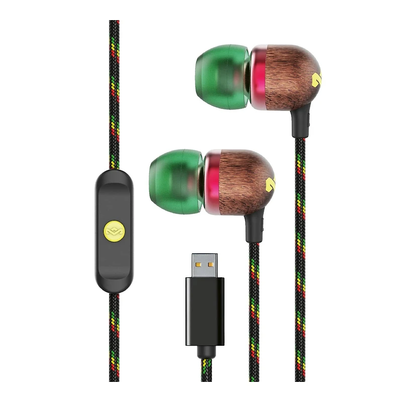 House of Marley Smile Jamaica USB-C Earbuds - Rasta