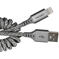 Ventev Charge/Sync Câble Helix Coiled Lightning 1 pieds Gris