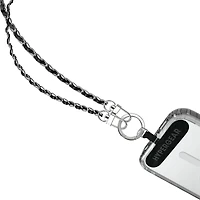 HyperGear TECHcessories Universal Crossbody Phone Strap - Silver Chain Black Vegan Leather